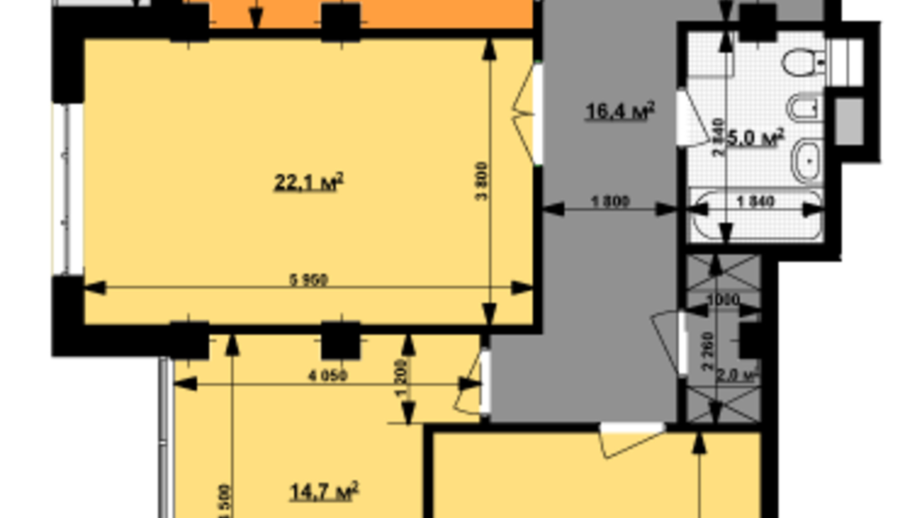 Планування 3-кімнатної квартири в ЖК Вектор 90.5 м², фото 131022