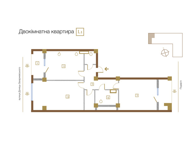 КД Leonardo town: планування 2-кімнатної квартири 109.4 м²