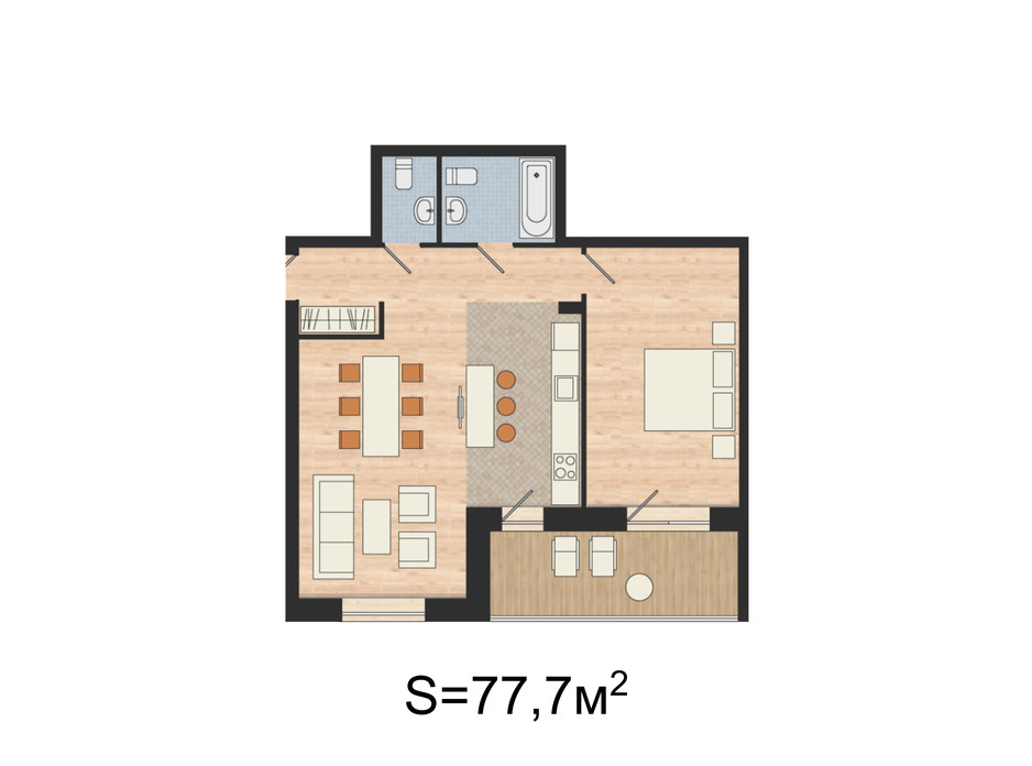 Планування 2-кімнатної квартири в ЖК Грінвуд 77.7 м², фото 131192 Планування 2-кімнатної квартири в ЖК Грінвуд 77.7 м², фото 131192