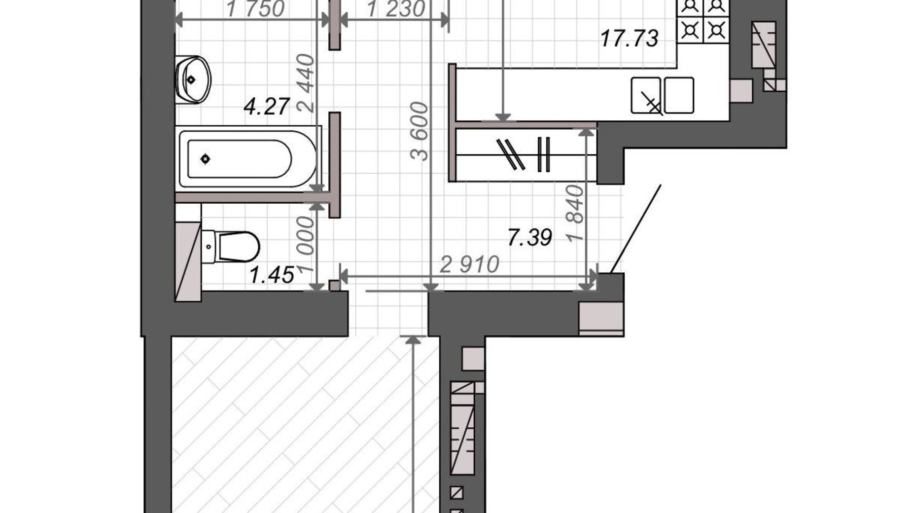 Планування 2-кімнатної квартири в ЖК Нові Метри PARK 60.5 м², фото 131533