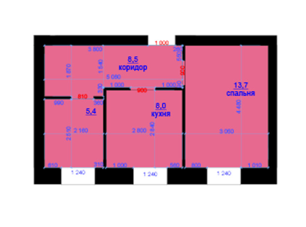 ЖК Княжий: планировка 1-комнатной квартиры 35.6 м²