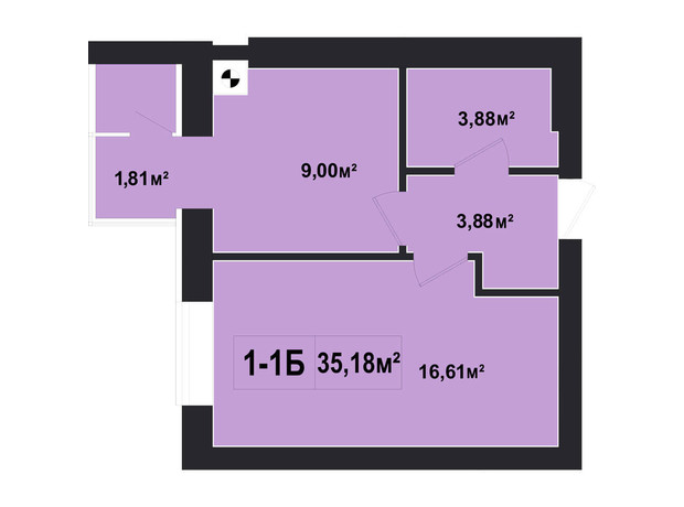 ЖК Покровский: планировка 1-комнатной квартиры 35.18 м²