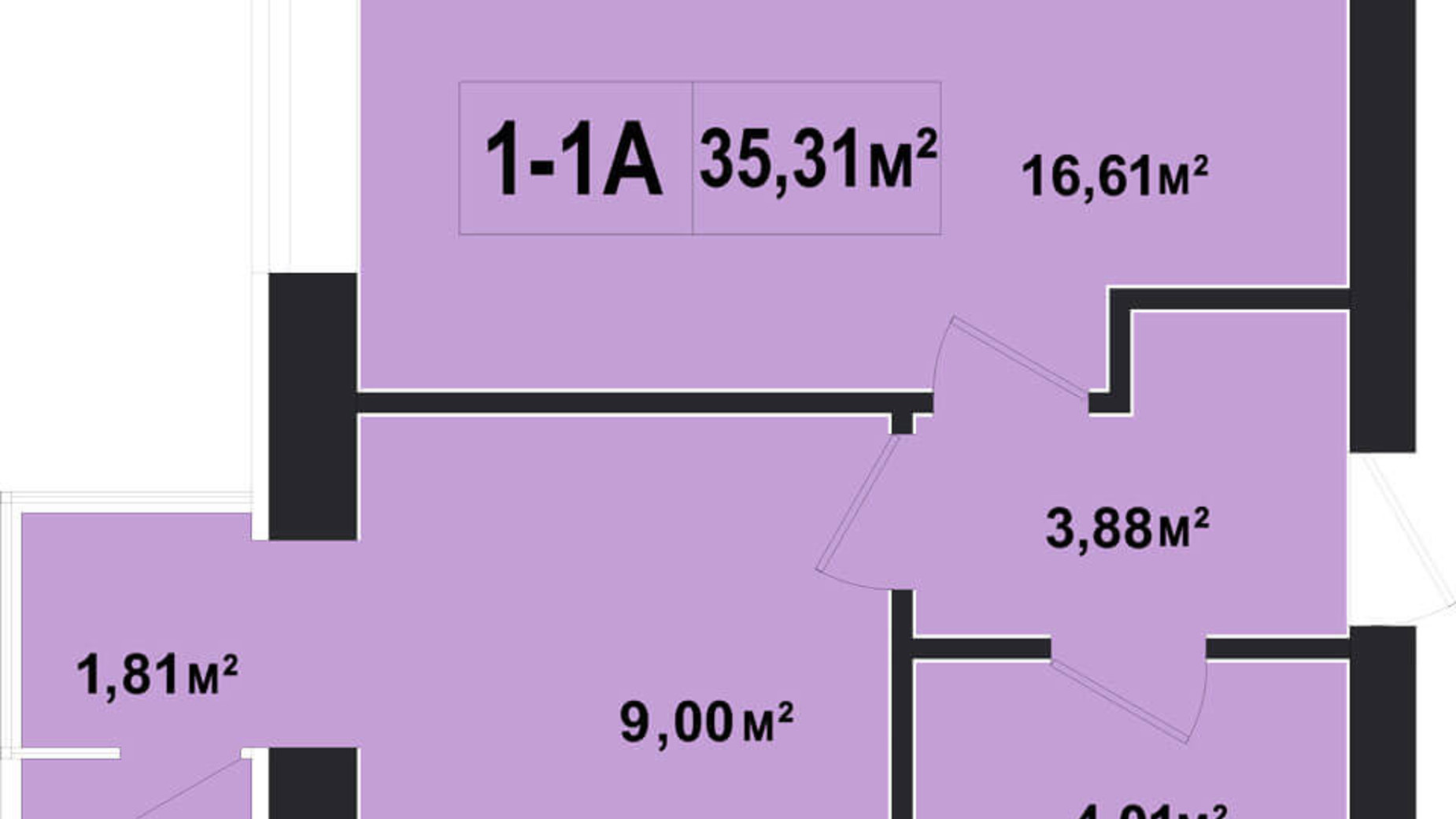 Планировка 1-комнатной квартиры в ЖК Покровский 35.31 м², фото 133579