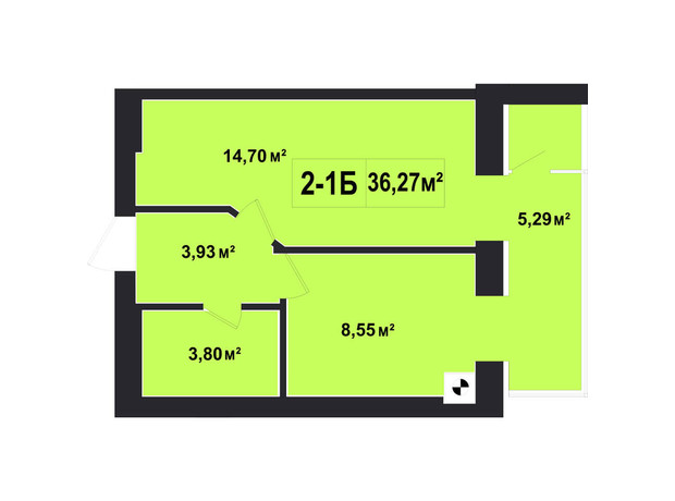 ЖК Покровський: планування 1-кімнатної квартири 36.27 м²