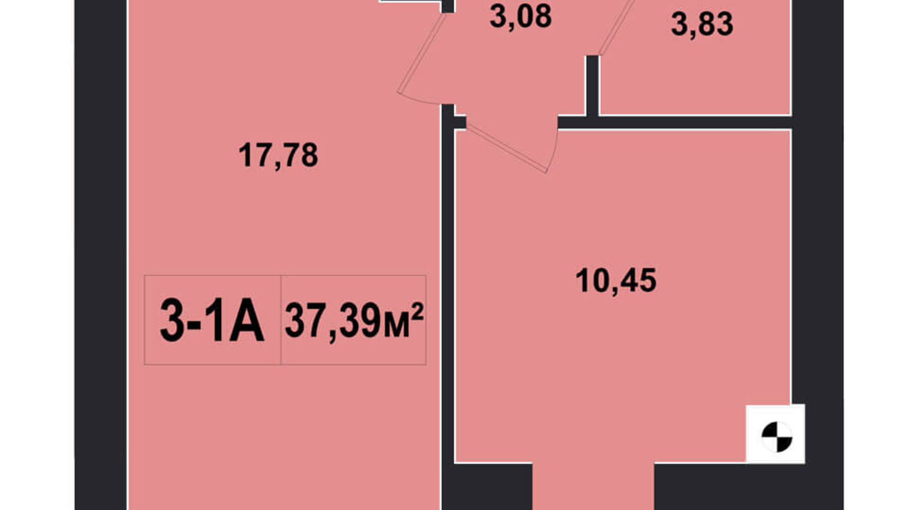 Планування 1-кімнатної квартири в ЖК Покровський 37.93 м², фото 133590