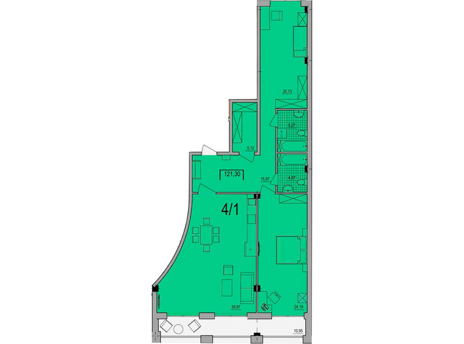 Планировка квартиры студии в ЖК Сomfort City 121.3 м², фото 133642 Планировка квартиры студии в ЖК Сomfort City 121.3 м², фото 133642