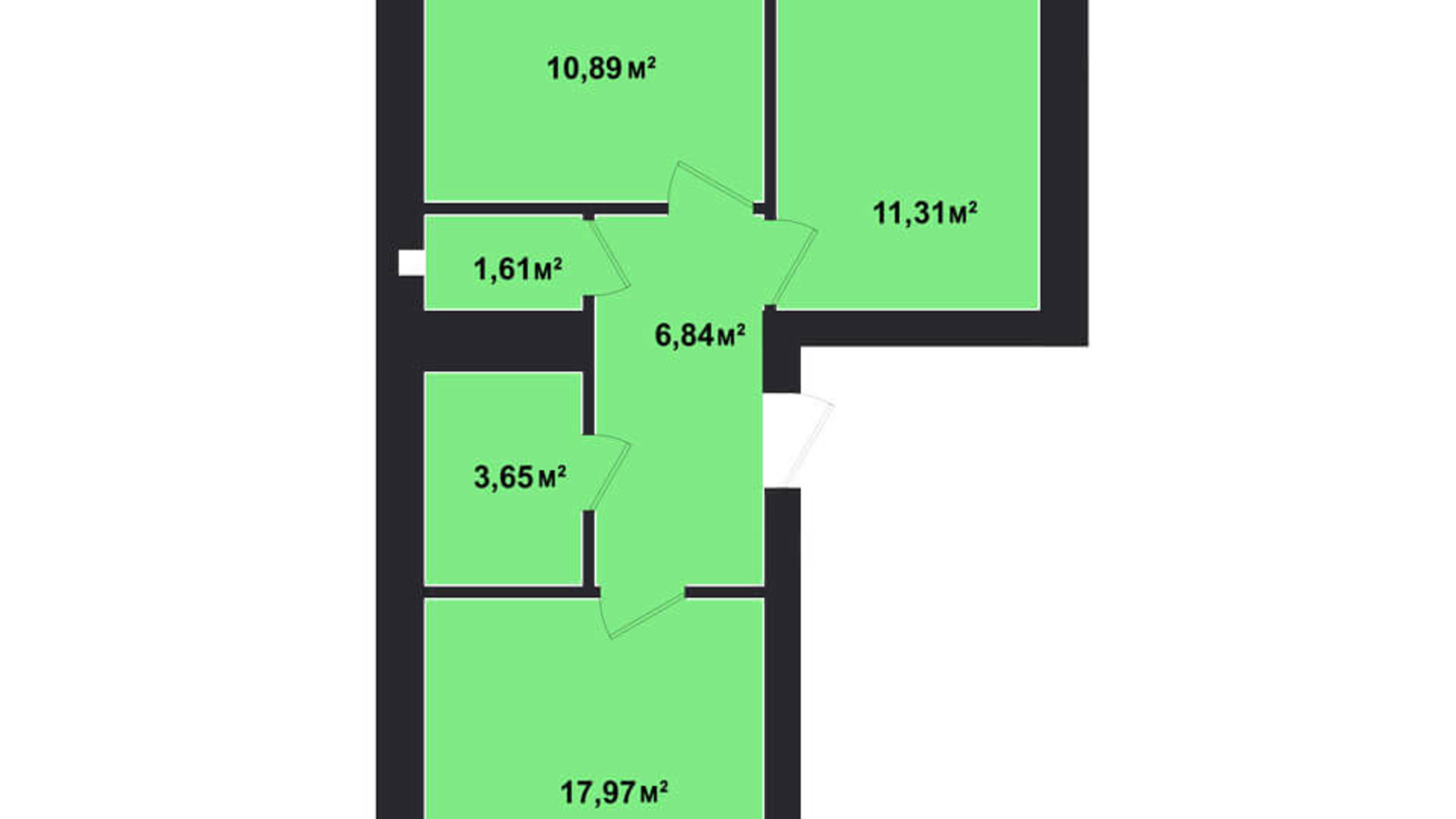 Планировка 2-комнатной квартиры в ЖК Покровский 59.41 м², фото 133691