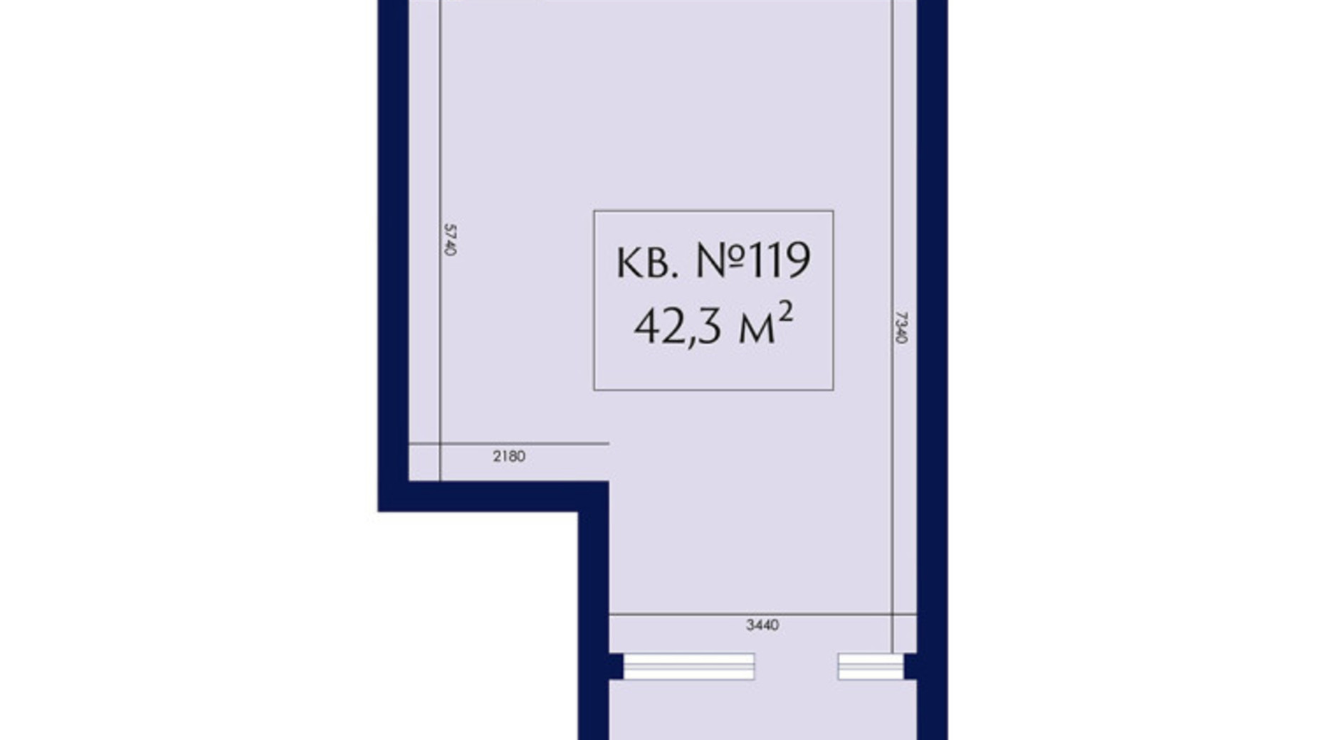 Планування 1-кімнатної квартири в ЖК Маgнит, Дом на Фонтане 42.3 м², фото 133940