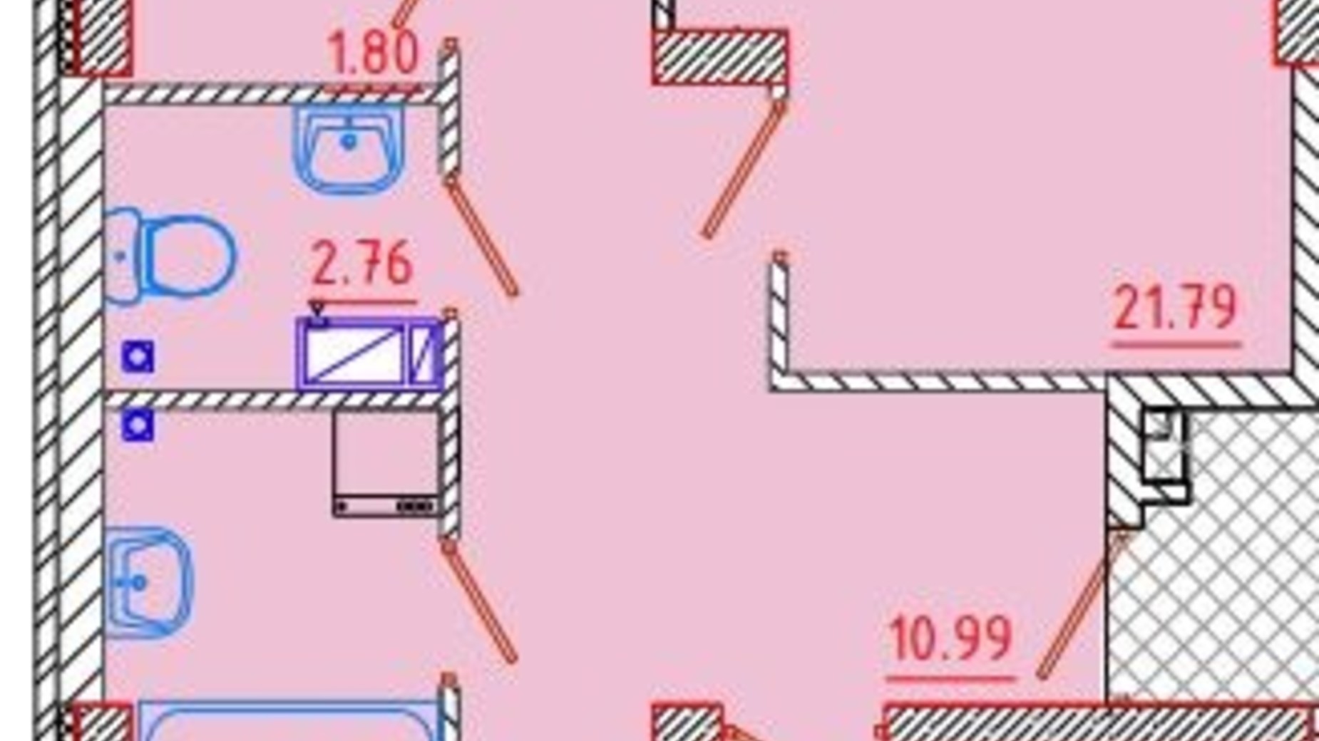 Планування 3-кімнатної квартири в ЖК Цветной бульвар 82.3 м², фото 135273