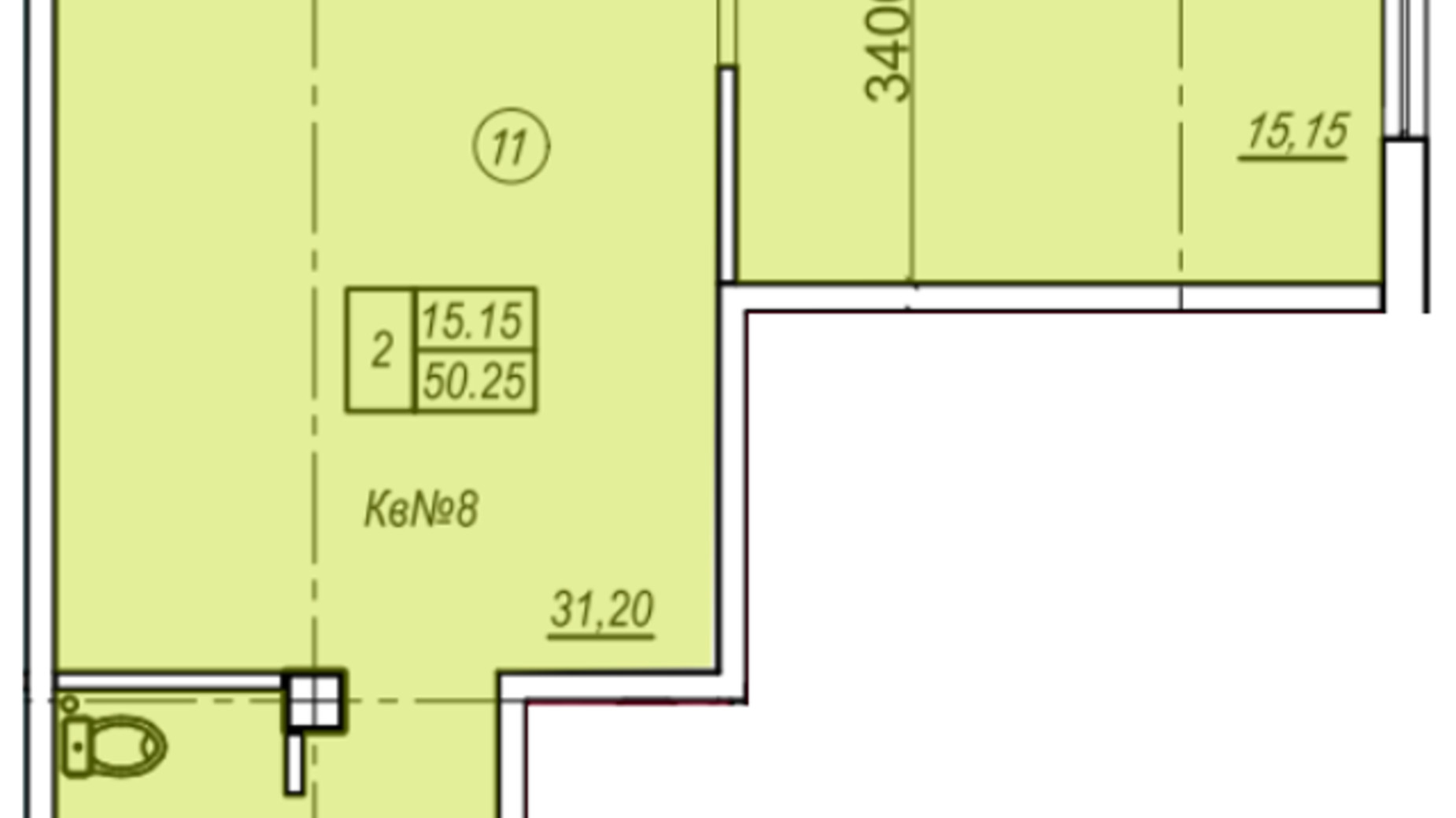 Планування 2-кімнатної квартири в ЖК Олімпієць 52.6 м², фото 135322