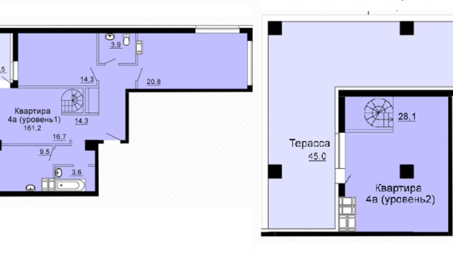 Планировка много­уровневой квартиры в ЖК SkyCity 161.2 м², фото 135965