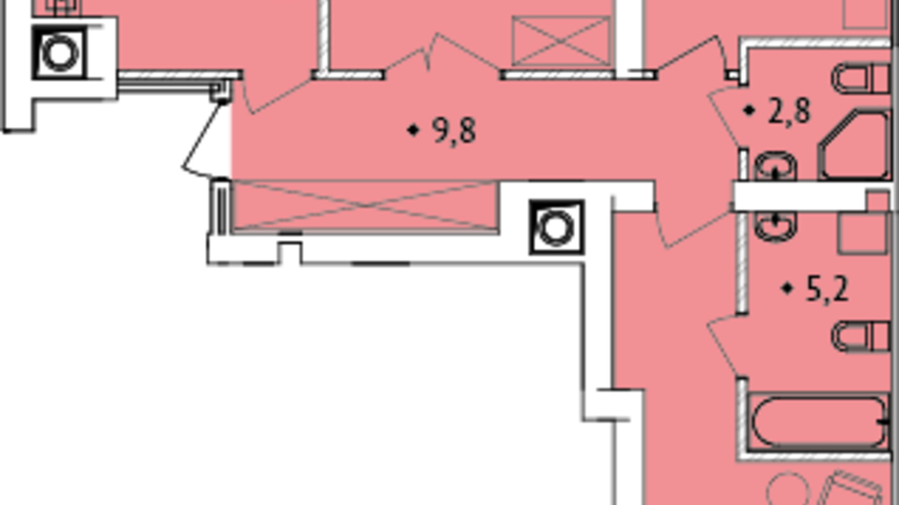 Планировка 3-комнатной квартиры в ЖК Spectrum 89 м², фото 136520