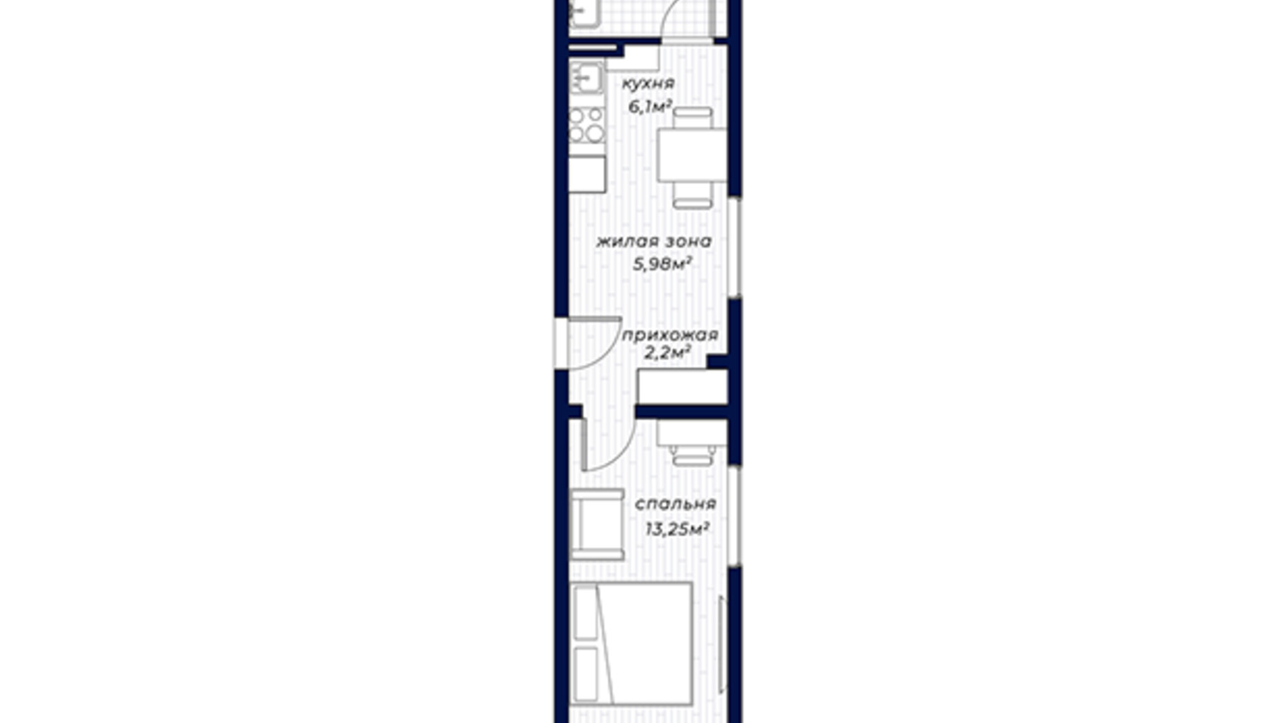 Планировка 2-комнатной квартиры в ЖК Dixie 31.9 м², фото 136621