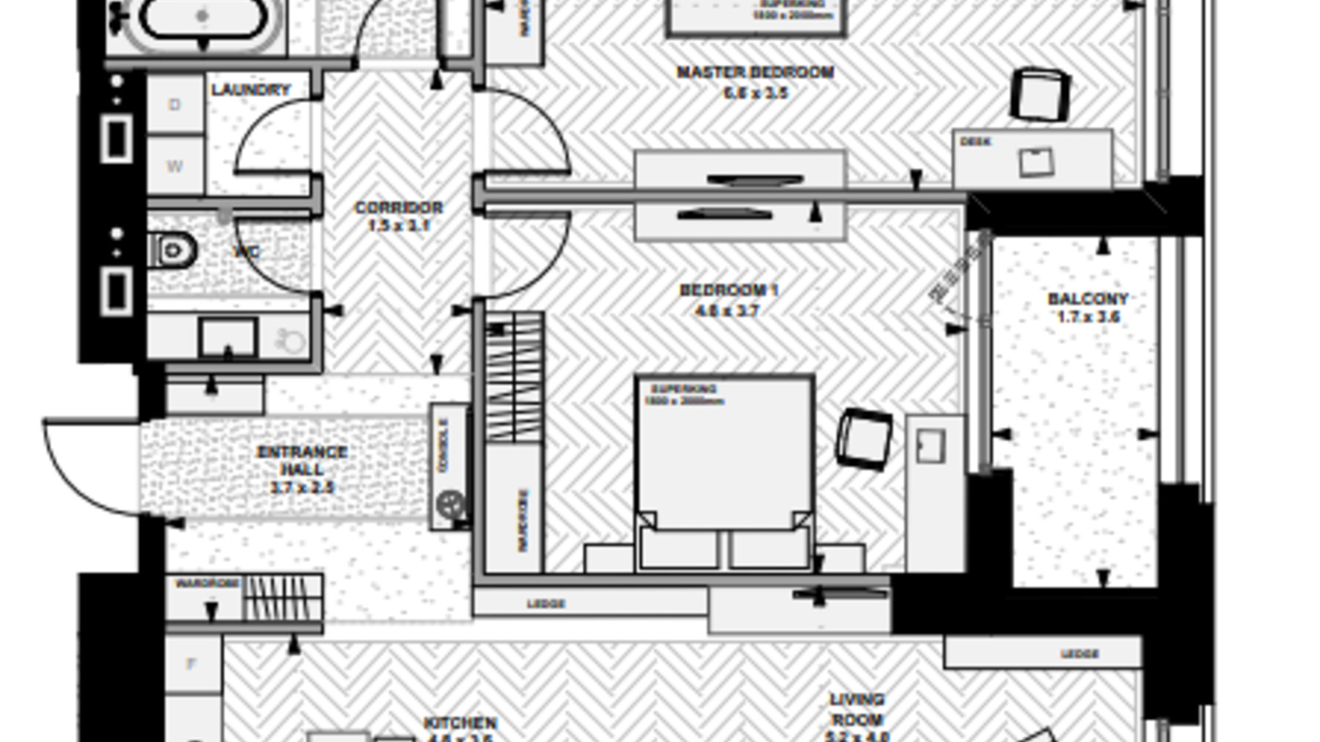 Планування 2-кімнатної квартири в ЖК Linden Luxury Residences 109.93 м², фото 136745