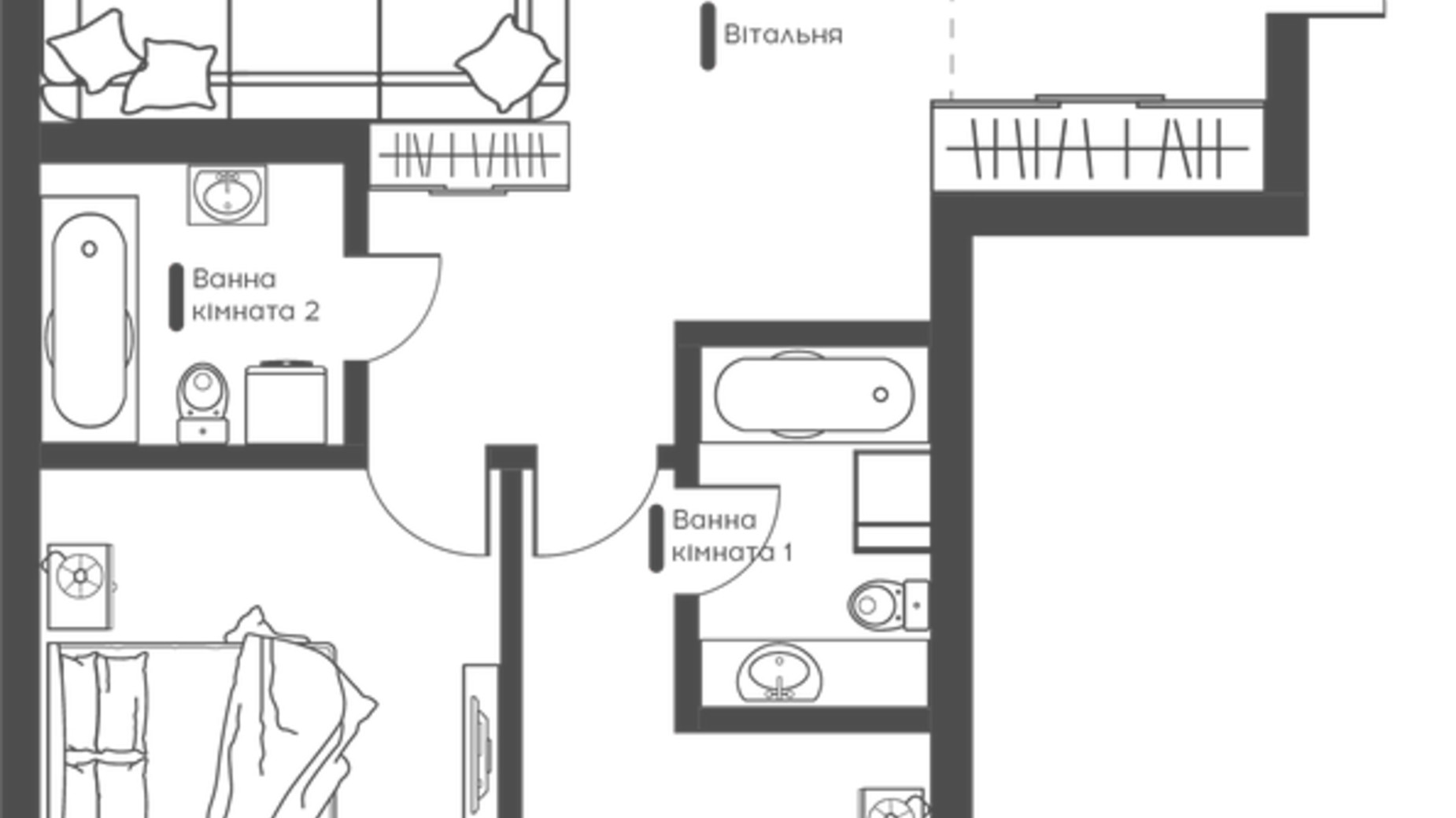 Планировка 2-комнатной квартиры в ЖК Happy House 85.18 м², фото 138571