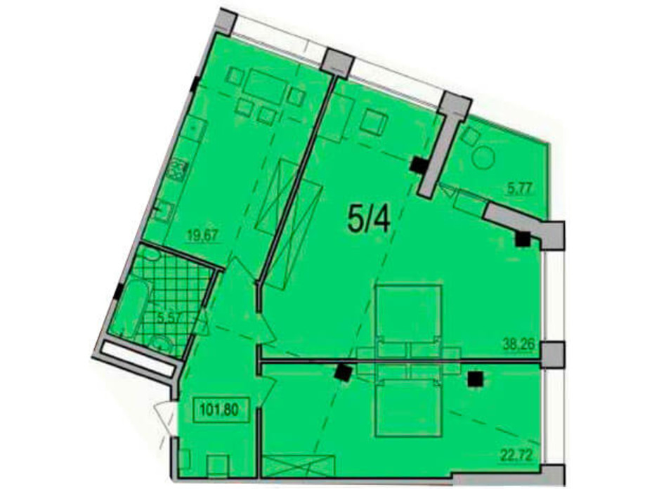 Планування 2-кімнатної квартири в ЖК Сomfort City 101.8 м², фото 138787 Планування 2-кімнатної квартири в ЖК Сomfort City 101.8 м², фото 138787