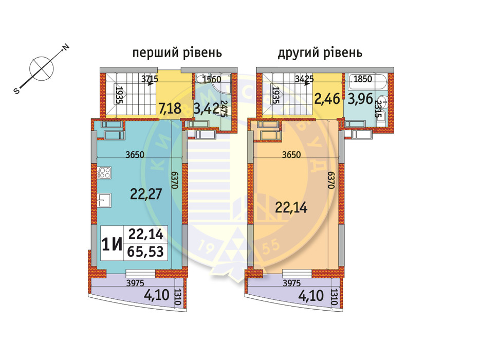 Планування 1-кімнатної квартири в ЖК Райдужний 65.53 м², фото 141495 Планування 1-кімнатної квартири в ЖК Райдужний 65.53 м², фото 141495