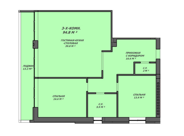 ЖК Loft House: планування 3-кімнатної квартири 125 м²