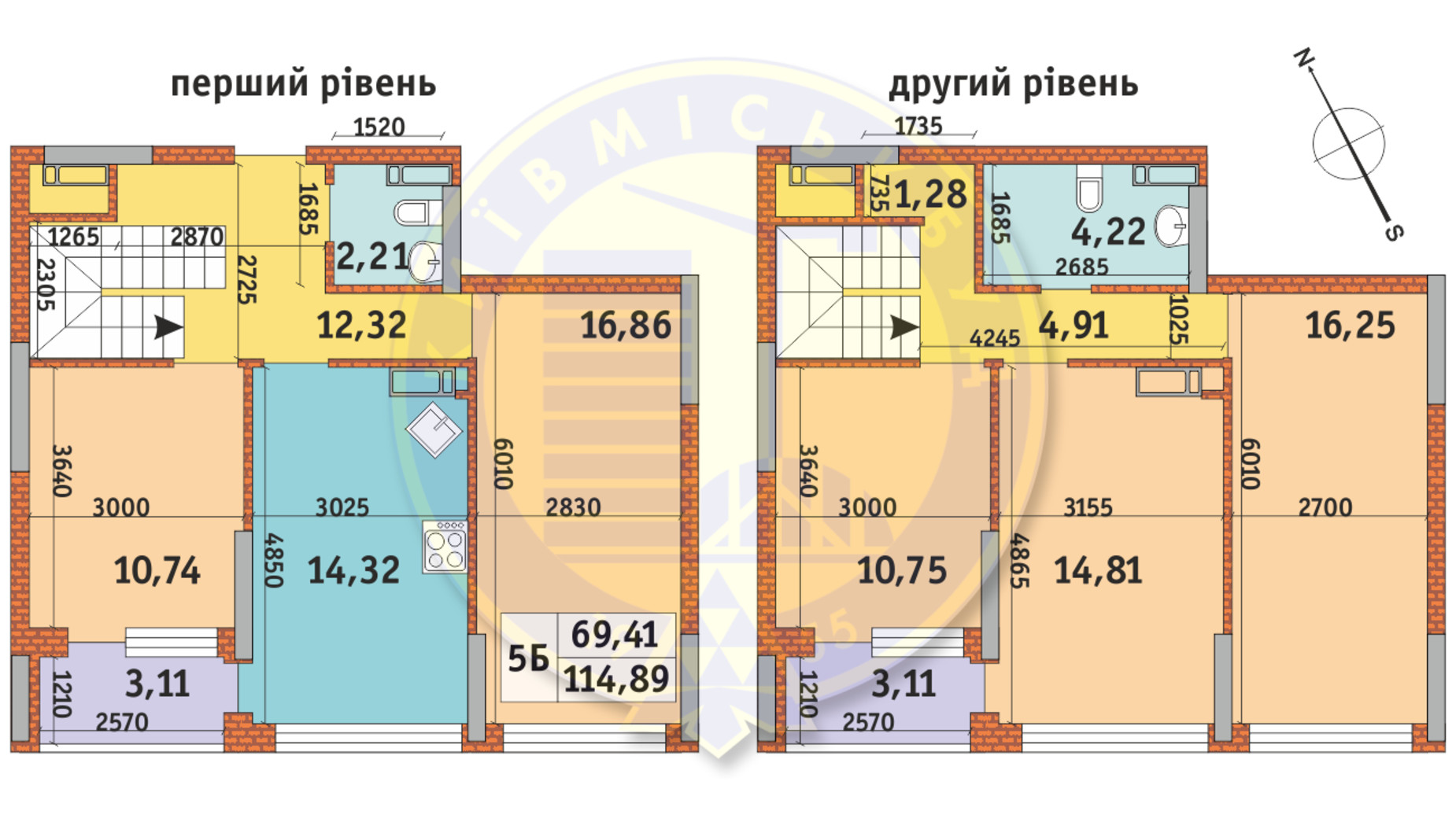 Планування 5-кімнатної квартири в ЖК Урлівський-1 114.89 м², фото 145270