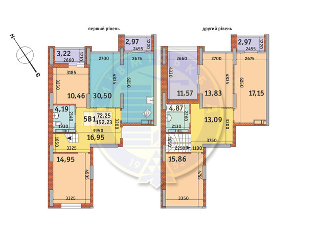 ЖК Медовый-2: планировка 5-комнатной квартиры 152.23 м² ЖК Медовый-2: планировка 5-комнатной квартиры 152.23 м²