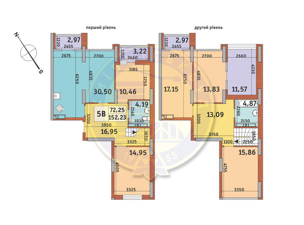 ЖК Медовый-2: планировка 5-комнатной квартиры 152.23 м²