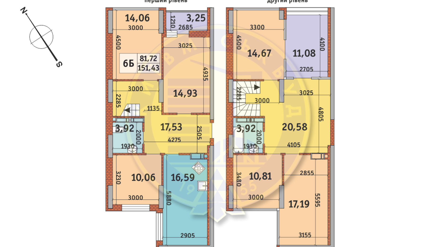 Планування 6-кімнатної квартири в ЖК Медовий-2 151.43 м², фото 145819