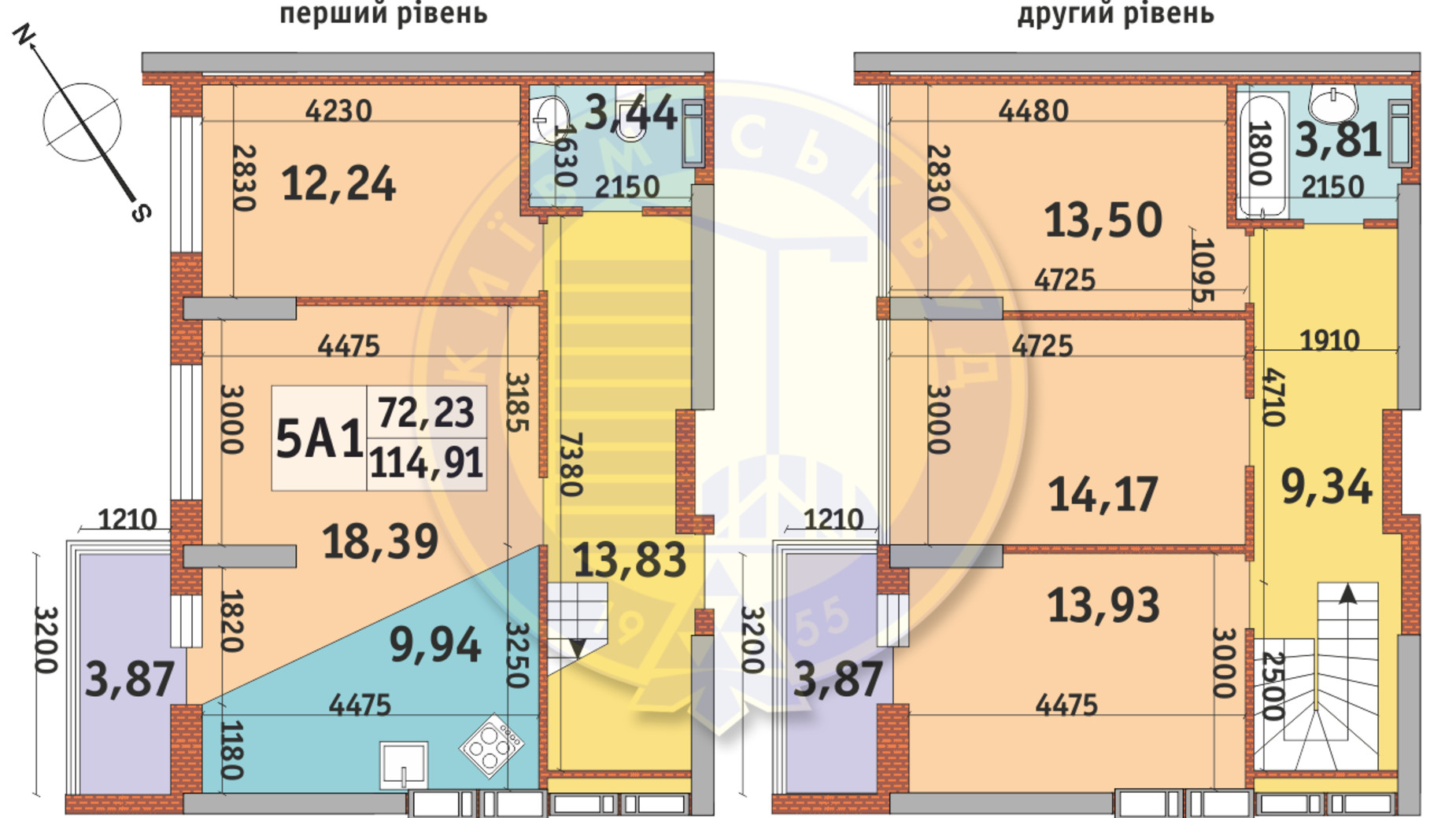 Планування 5-кімнатної квартири в ЖК Медовий-2 114.91 м², фото 145820
