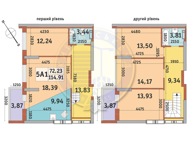 ЖК Медовий-2: планування 5-кімнатної квартири 114.91 м²