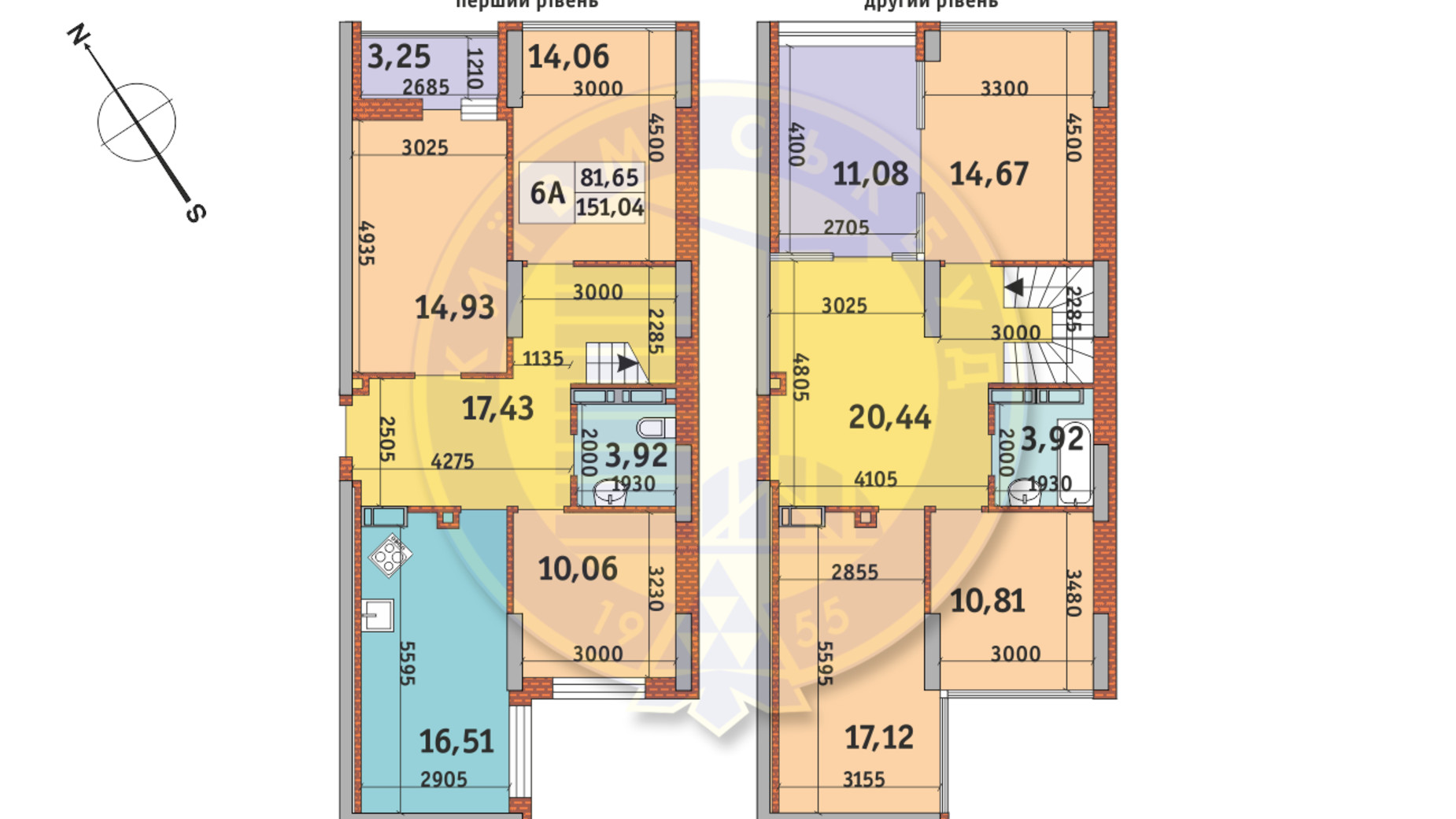 Планування 6-кімнатної квартири в ЖК Медовий-2 151.04 м², фото 145823