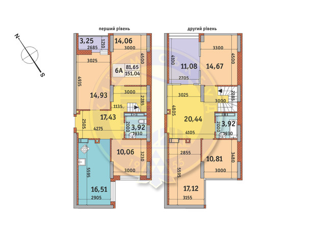 ЖК Медовый-2: планировка 6-комнатной квартиры 151.04 м²