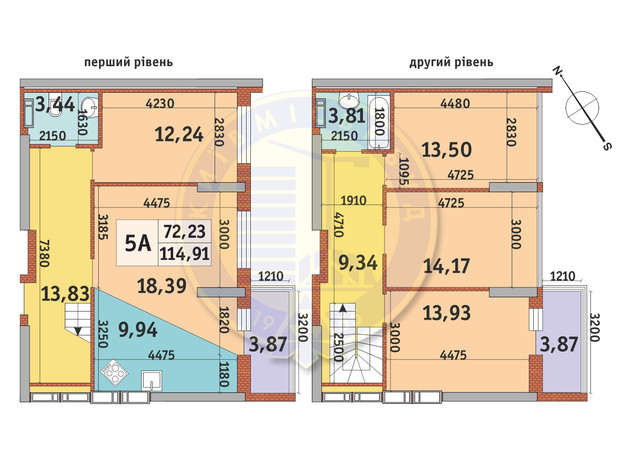 ЖК Медовый-2: планировка 5-комнатной квартиры 114.91 м²