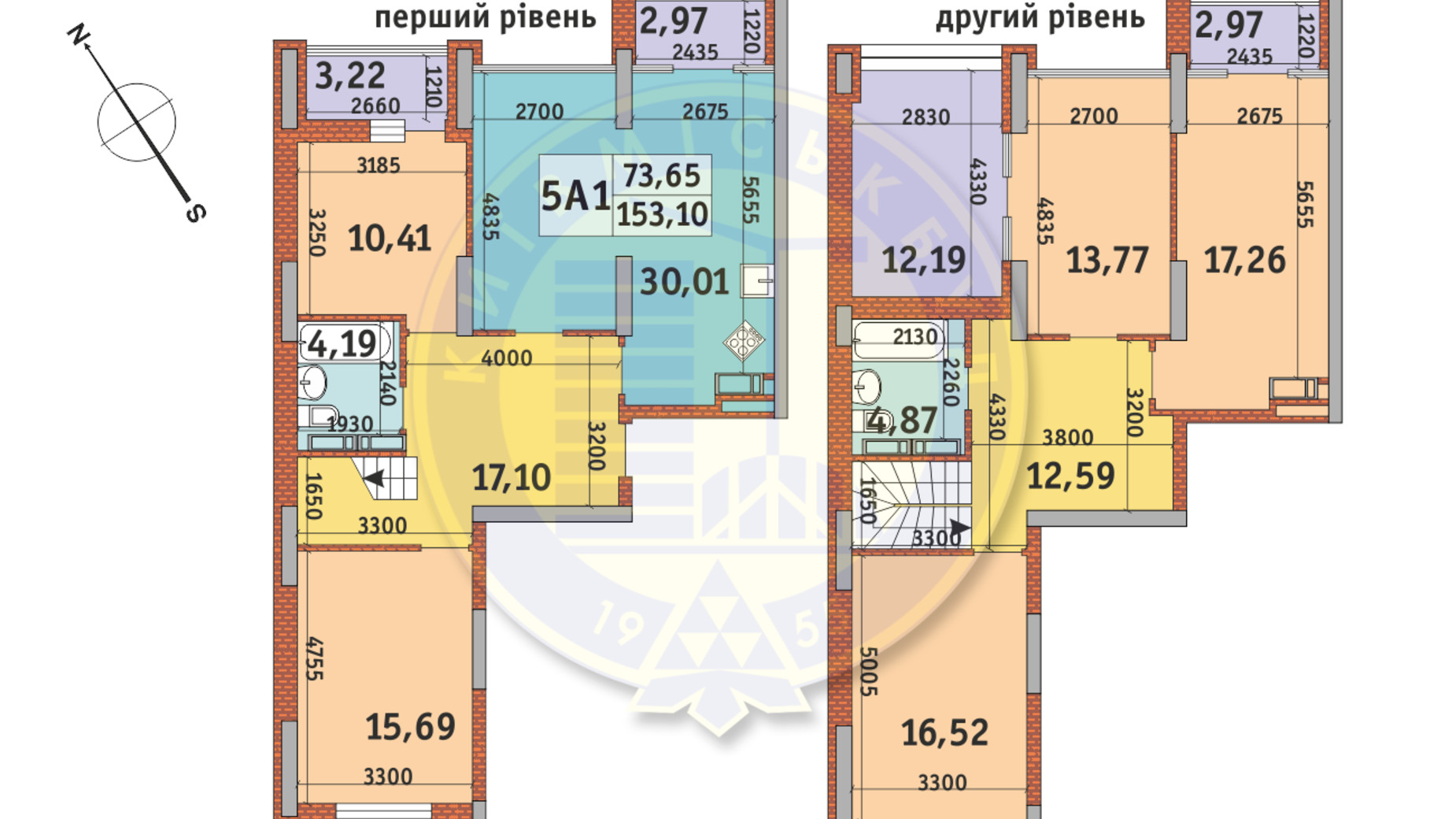 Планування 5-кімнатної квартири в ЖК Медовий-2 153.1 м², фото 145922