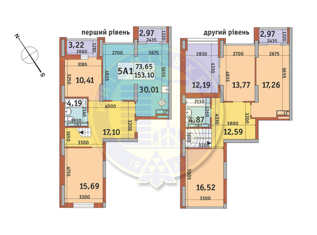 ЖК Медовий-2: планування 5-кімнатної квартири 153.1 м²