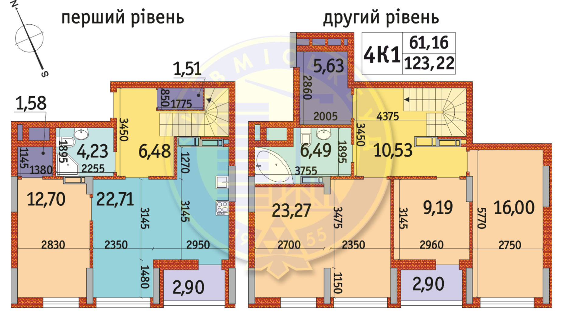 Планування багато­рівневої квартири в ЖК Отрада 123.22 м², фото 146045