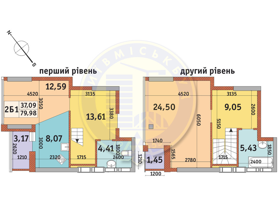 Планування 2-кімнатної квартири в ЖК Абрикосовий 79.98 м², фото 146097 Планування 2-кімнатної квартири в ЖК Абрикосовий 79.98 м², фото 146097