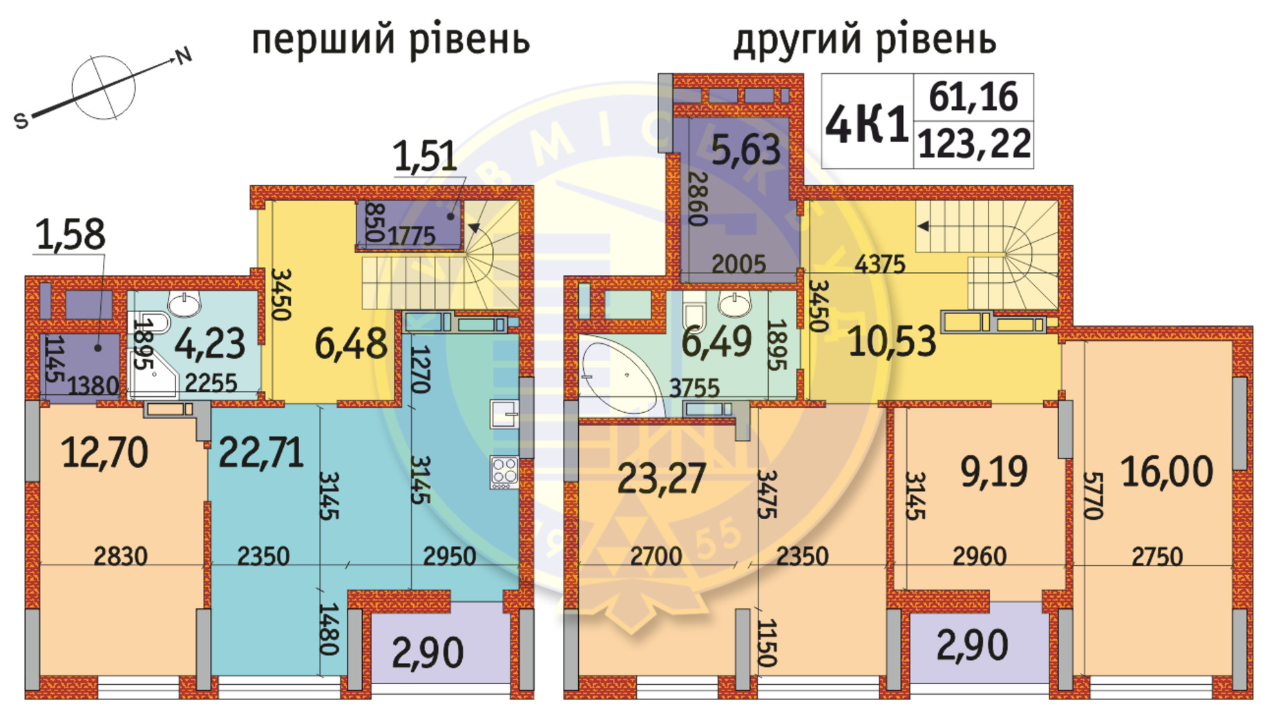 Планировка много­уровневой квартиры в ЖК Отрада 123.22 м², фото 146193