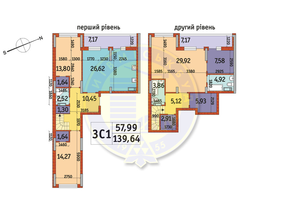 Планування 3-кімнатної квартири в ЖК Отрада 139.64 м², фото 146195 Планування 3-кімнатної квартири в ЖК Отрада 139.64 м², фото 146195