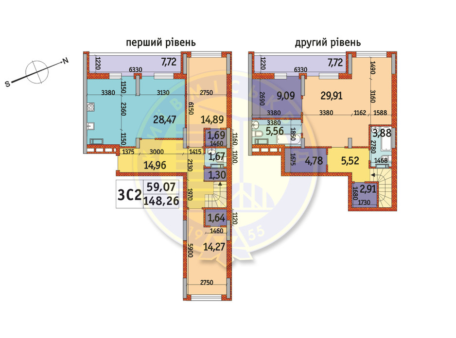 Планування 3-кімнатної квартири в ЖК Отрада 148.26 м², фото 146471 Планування 3-кімнатної квартири в ЖК Отрада 148.26 м², фото 146471