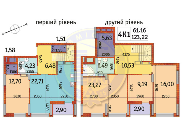 ЖК Отрада: планування 4-кімнатної квартири 123.22 м²