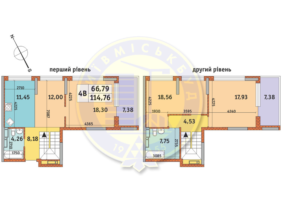 Планування 4-кімнатної квартири в ЖК Урлівський-1 114.76 м², фото 146545 Планування 4-кімнатної квартири в ЖК Урлівський-1 114.76 м², фото 146545