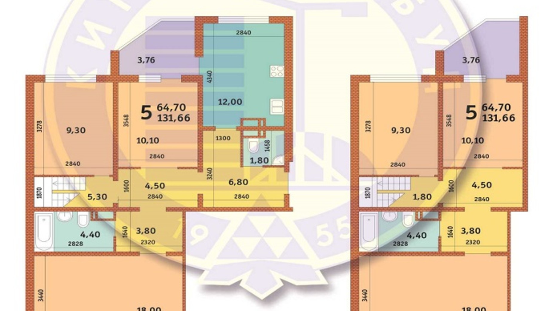 Планування 5-кімнатної квартири в ЖК Новомостицько-Замковецький 131.66 м², фото 146654