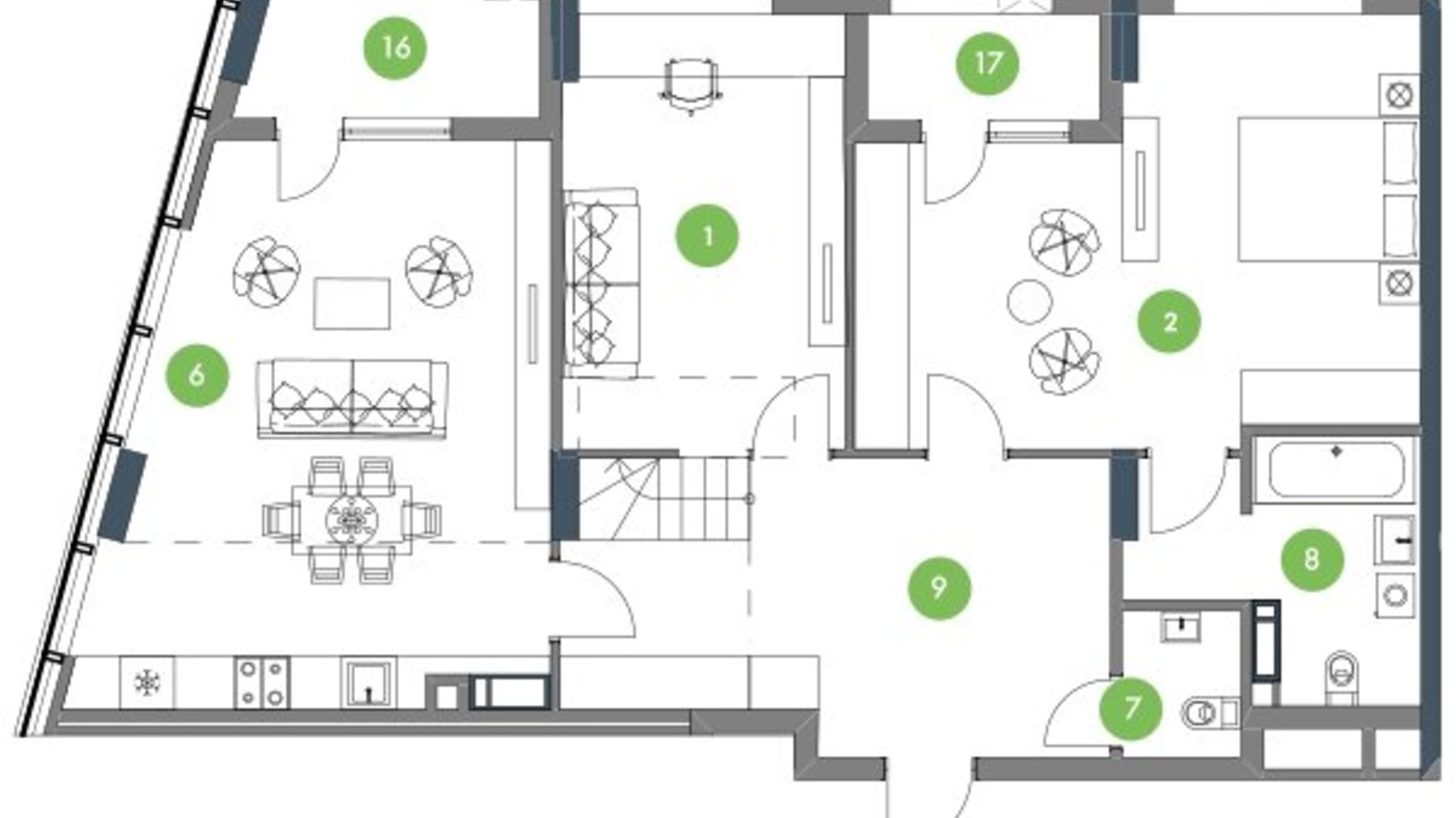 Планировка много­уровневой квартиры в ЖК Метрополис 204.5 м², фото 147267