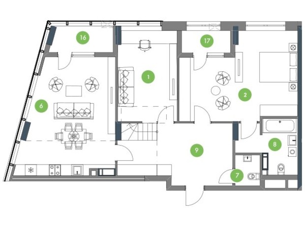 ЖК Метрополис: планировка 3-комнатной квартиры 204.5 м²