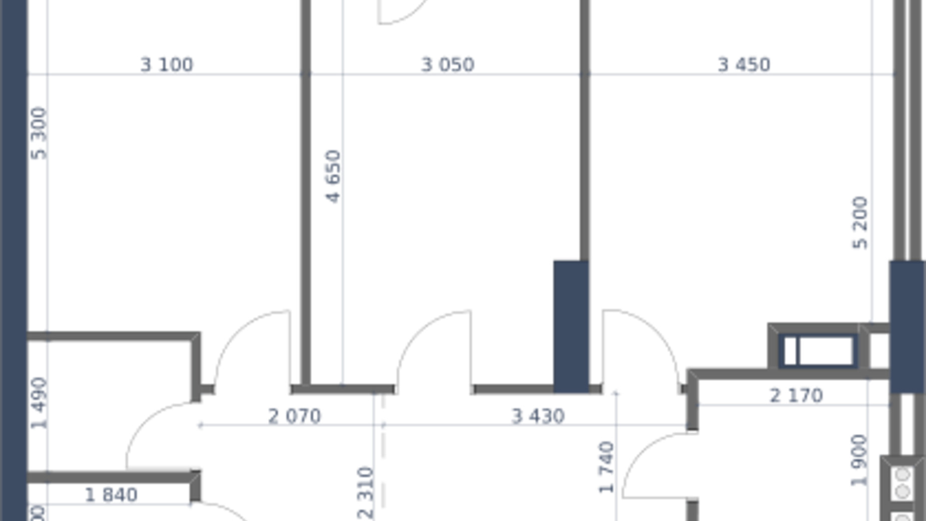 Планування 2-кімнатної квартири в ЖК Метрополіс 71.5 м², фото 147281