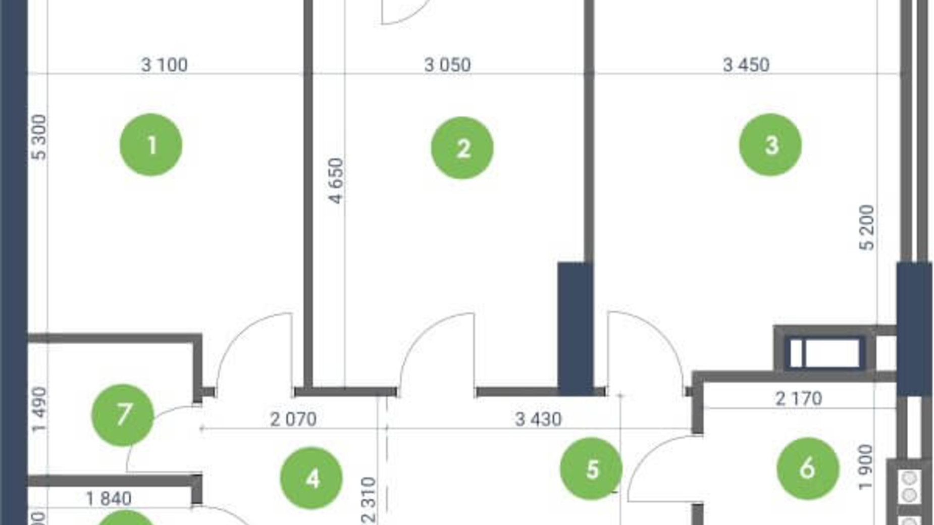 Планування 2-кімнатної квартири в ЖК Метрополіс 72.54 м², фото 147282