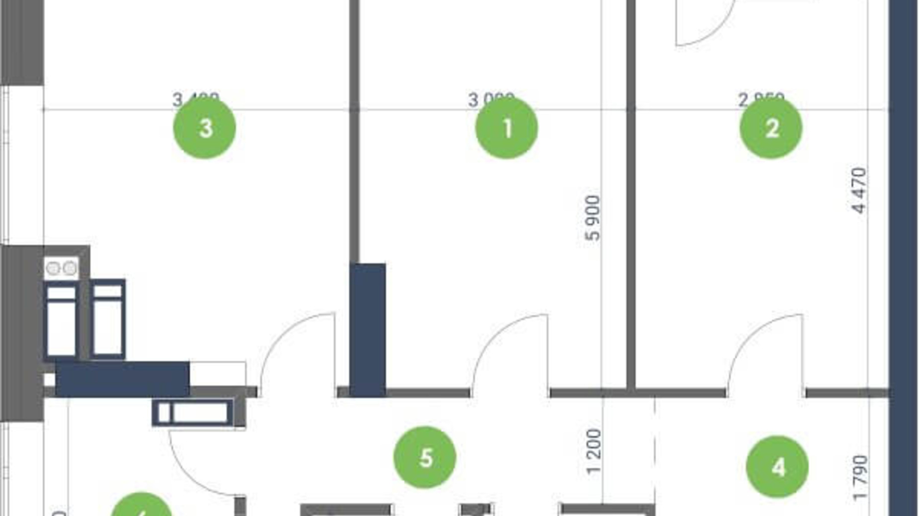 Планування 2-кімнатної квартири в ЖК Метрополіс 74.51 м², фото 147283