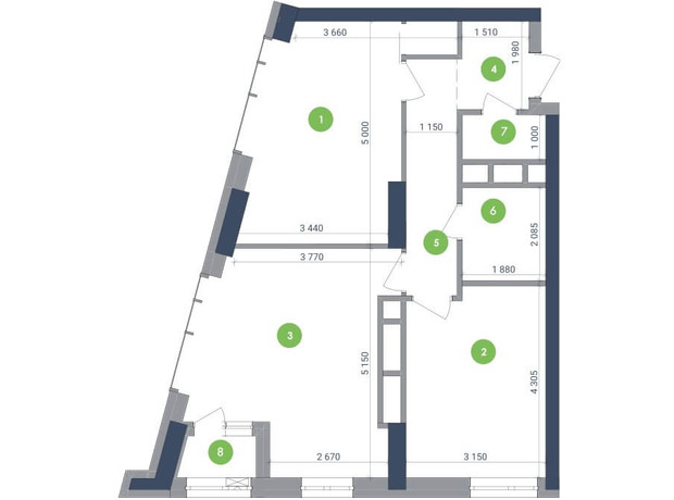 ЖК Метрополіс: планування 2-кімнатної квартири 67.99 м²
