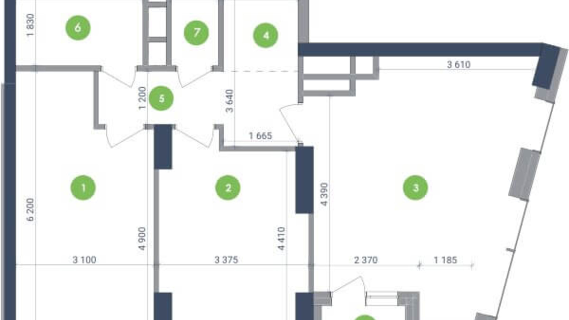 Планування 2-кімнатної квартири в ЖК Метрополіс 78.8 м², фото 147905