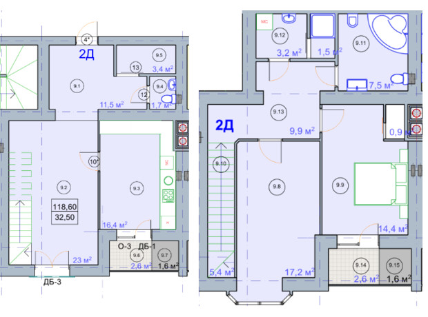 ЖК по ул. Первомайская: планировка 3-комнатной квартиры 118.6 м²