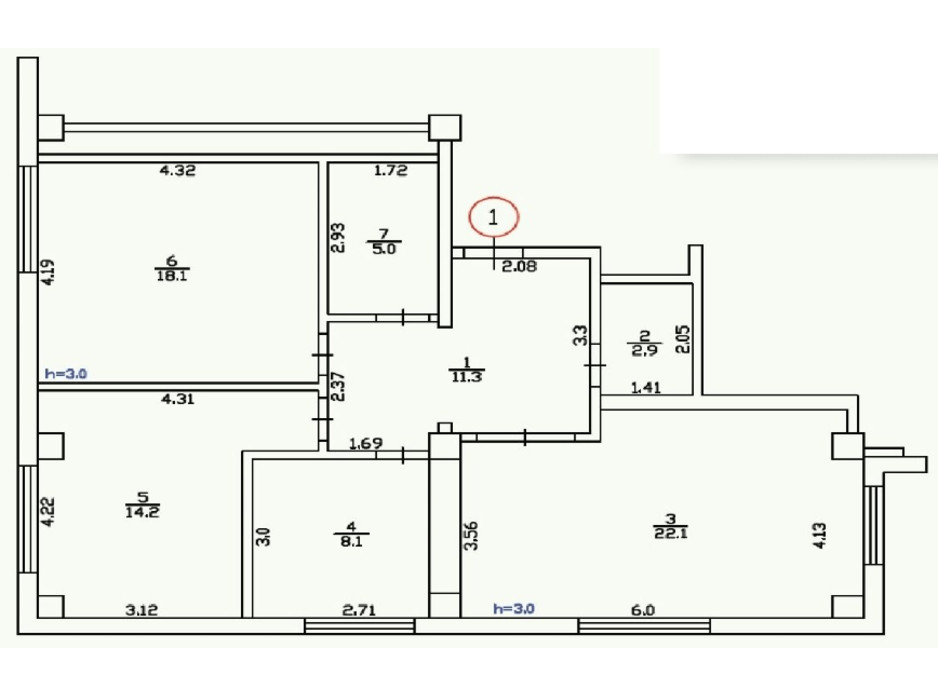 Планировка 3-комнатной квартиры в ЖК Усадьба 83.3 м², фото 149738 Планировка 3-комнатной квартиры в ЖК Усадьба 83.3 м², фото 149738